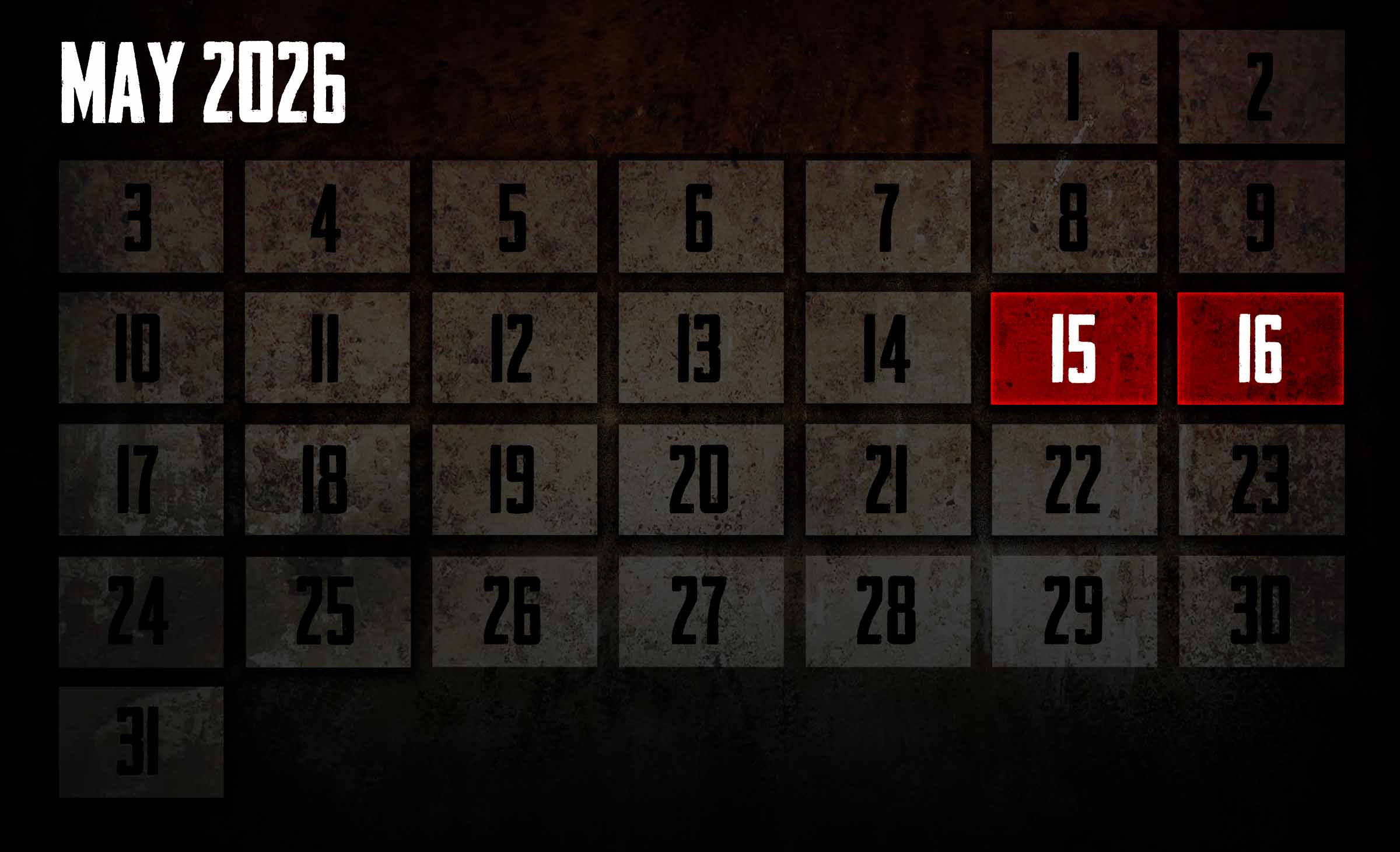 May 2026 hex house calendar